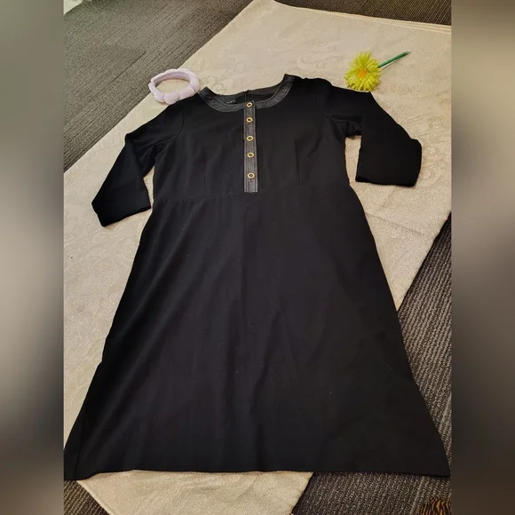 Talbots Black Midi Dress with Button Detail - Picture 2 of 6